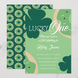 St. Patricks Lucky Första Födelsedags Shamrock Mun Inbjudningar