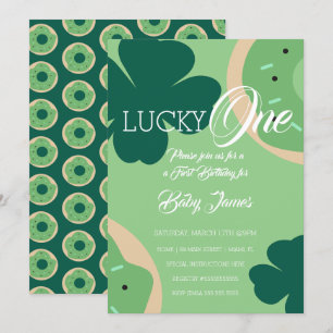 St. Patricks Lucky Första Födelsedags Shamrock Mun Inbjudningar