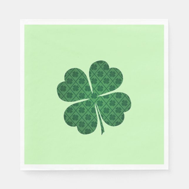 St Patricks Lucky Four Löv Grönt Klöver Mönster Pappersservett (Framsidan)