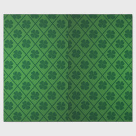 St Patricks Lucky Four Löv Grönt Klöver Mönster Presentpapper