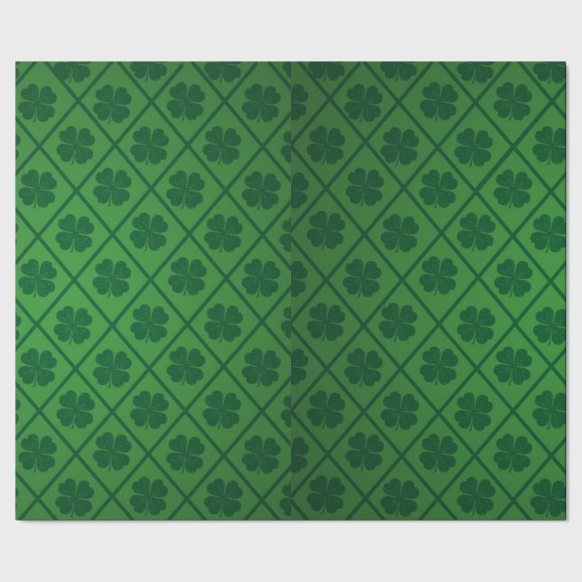 St Patricks Lucky Four Löv Grönt Klöver Mönster Presentpapper (Seam)