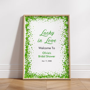 St Patricks Lucky in Love Bröllopsdusch Välkommen Poster