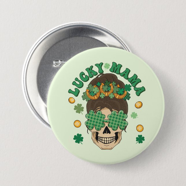 St. Patrick's Lucky Mamma Skeleton Knapp (Framsida & baksida)