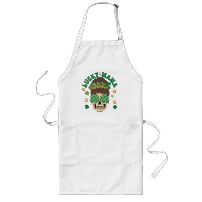 St. Patrick's Lucky Mamma Skeleton Långt Förkläde (Framsidan)