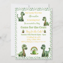 St Patricks Lucky One Dinosaur-inbjudan