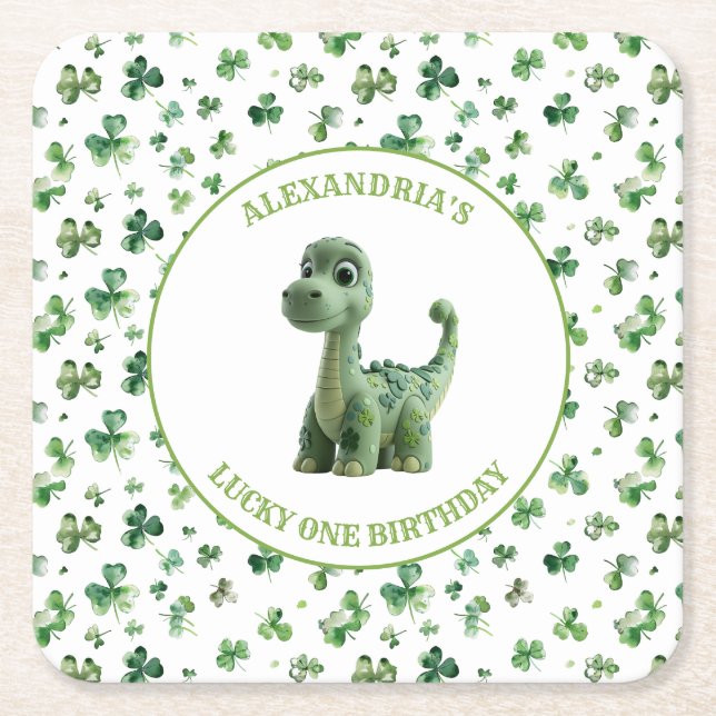 St Patricks Lucky One Dinosaur Papper Underlägg (Framsidan)