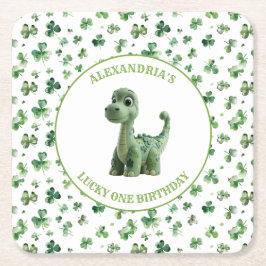 St Patricks Lucky One Dinosaur Papper Underlägg Kvadrat