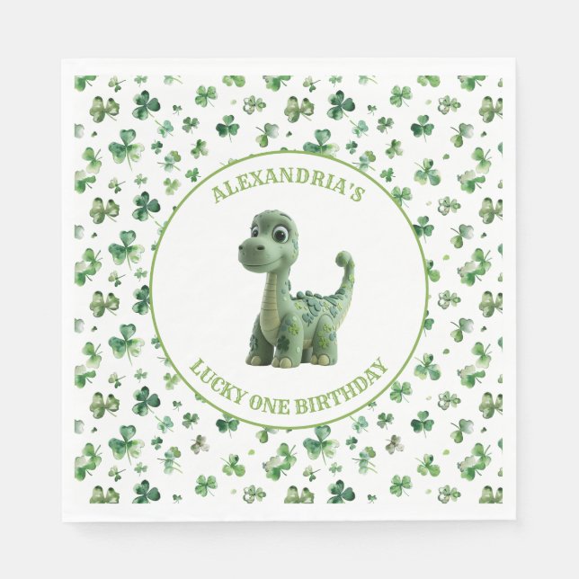 St Patricks Lucky One Dinosaur Pappersservett (Framsidan)