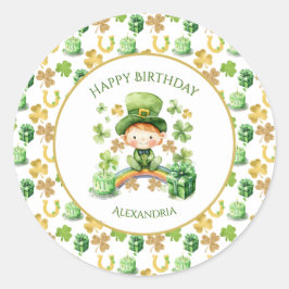 St Patricks Lucky One First Birthday Runt Klistermärke
