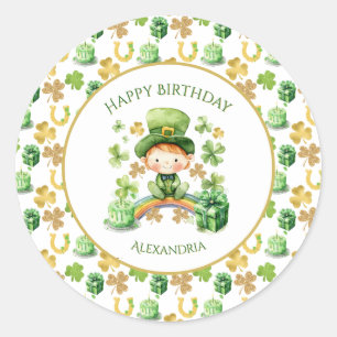 St Patricks Lucky One First Birthday Runt Klistermärke
