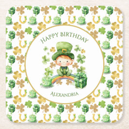 St Patricks Lucky One First Birthday Underlägg Papper Kvadrat