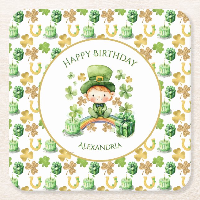 St Patricks Lucky One First Birthday Underlägg Papper Kvadrat (Framsidan)