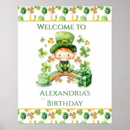 St Patricks Lucky One First Birthday Välkommen Poster