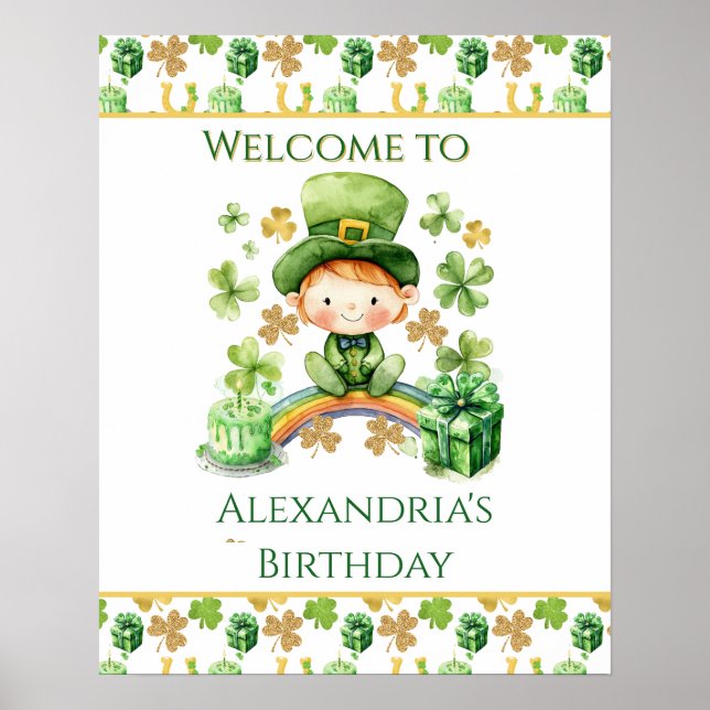 St Patricks Lucky One First Birthday Välkommen Poster (Framsidan)