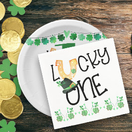 St Patricks Lucky One Horseshoe och Shamrock Party Pappersservett