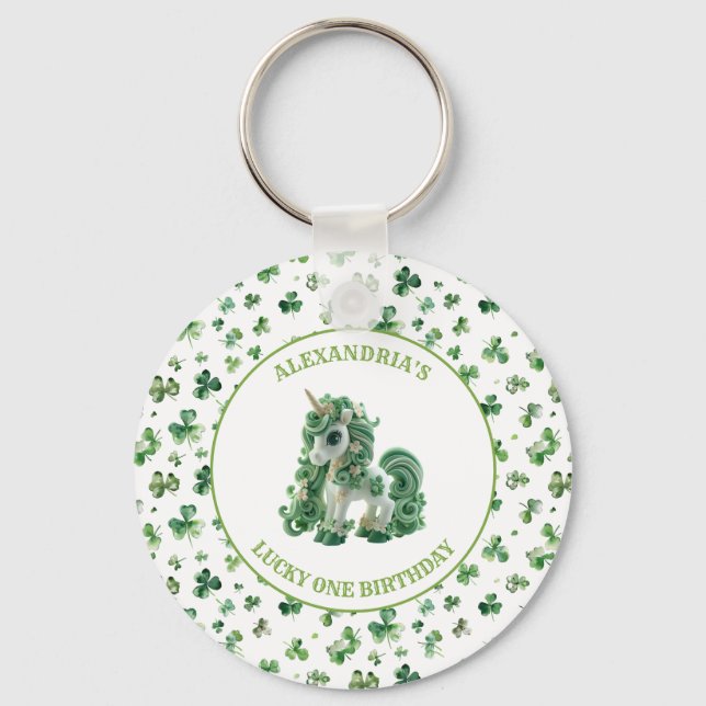 St Patricks Lucky One Unicorn Keychain Nyckelring (Framsida)