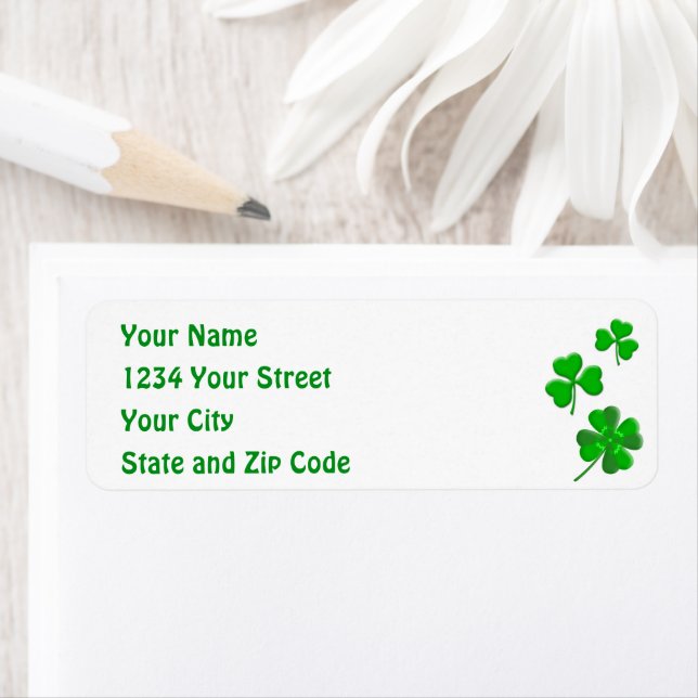 St Patrick's Lucky Shamrock Personalized Address Returadress Etikett (Insitu)