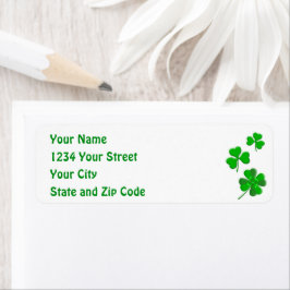 St Patricks Lucky Shamrock Personlig Adress Returadress Etikett