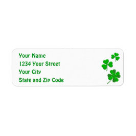 St Patricks Lucky Shamrock Personlig Adress Returadress Etikett