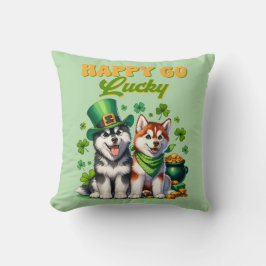 St. Patrick's Lycklig Go Lucky Husky Kudde