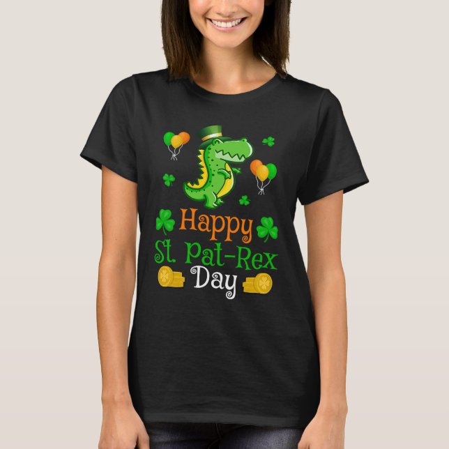 St Patrick's LYCKLIG ST PAT REX DAY Dinosaur Boys T Shirt (Framsida)