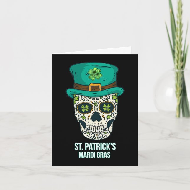St. Patricks Mardi Gras Skull Gift Kort (Framsida)