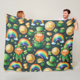 St.Patrick's mönster - leprechaunsar och guld Fleecefilt