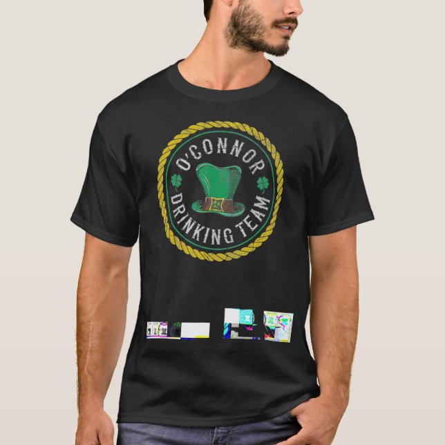St Patricks OConnor Drinking Team Shamrocks Hat T Shirt (Framsida)