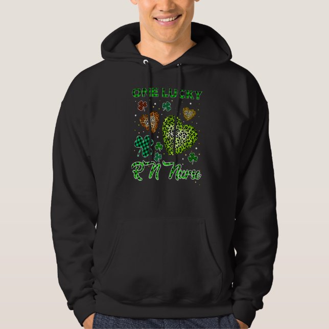 St Patricks One Lucky Rn Nurse Buffalo Leopard Hea Hoodie (Framsida)