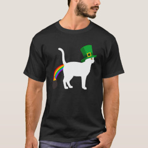 St. Patricks Paddyu2019s Katt Leprechaun Regnbåge T Shirt