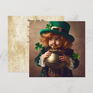 St Patrick's Party Irish Child Pot of Guld Square Inbjudningar