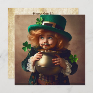 St Patrick's Party Irish Child Pot of Guld Square Inbjudningar