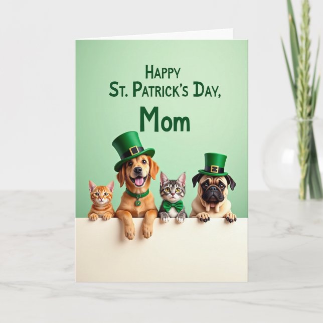 St Patricks Pets Mom Card Kort (Framsida)