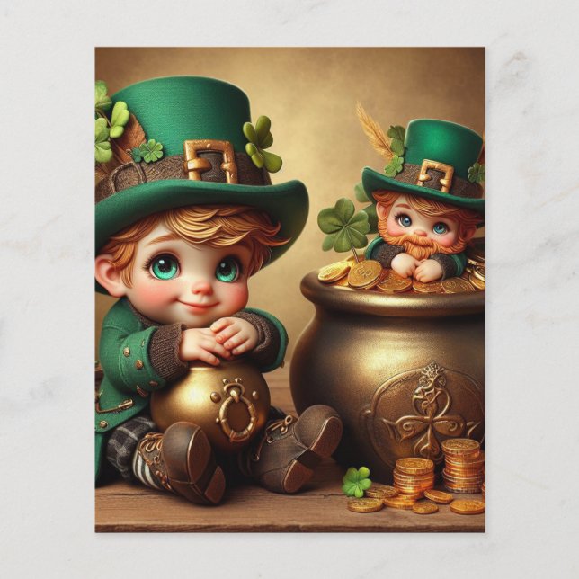 St Patrick's Pot of Guld Boy Leprechaun-inbjudan Flygblad (Framsidan)