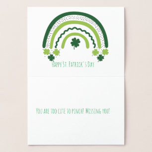 St. Patricks regnbåge Glad Whimsical Shamrock Folierat Kort