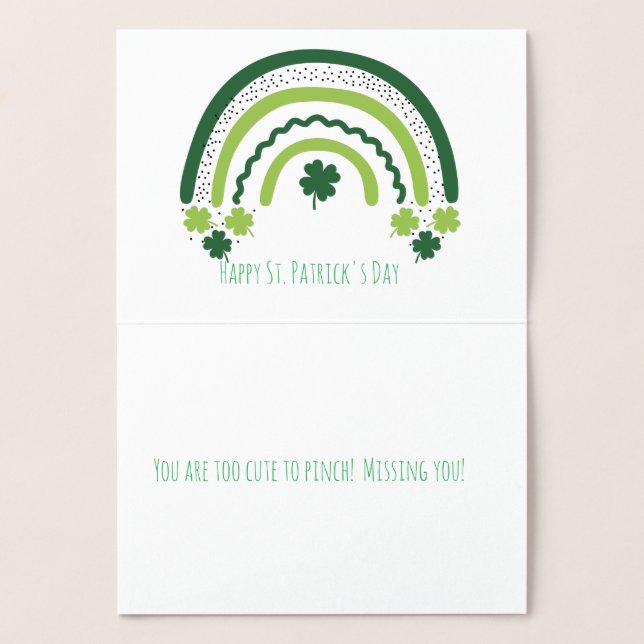 St. Patricks regnbåge Glad Whimsical Shamrock Folierat Kort (Insida)