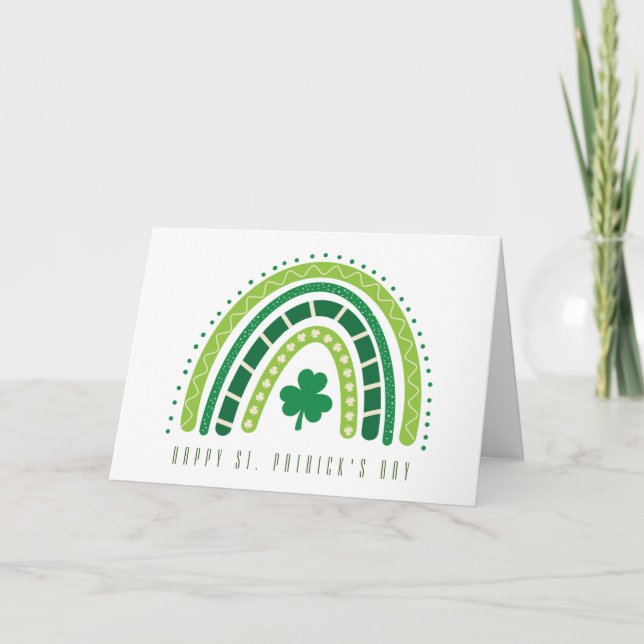 St. Patricks regnbåge | Glad Whimsical Shamrock Kort (Framsida)