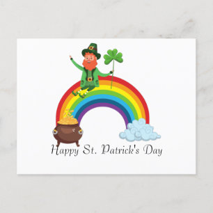 St. Patricks regnbåge Glad Whimsical Shamrock Vykort