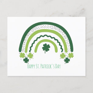 St. Patricks regnbåge glada nyckfulla shamrock Vykort