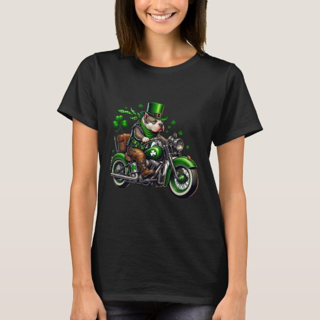 St. Patricks Ride American Bully På En Clic Motorc T Shirt (Framsida)