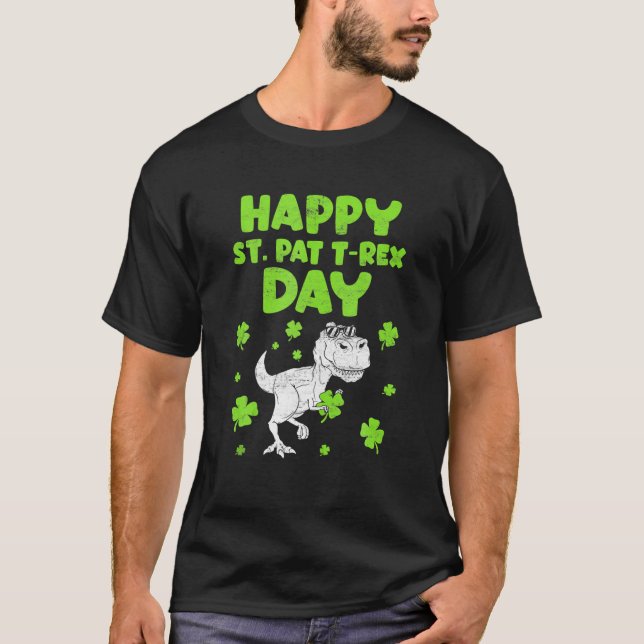 St Patricks Saint Pat T Rex Dinosaurs Funny St. Pa Shirt (Framsida)