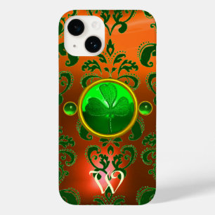 ST PATRICK'S SHAMROCK ORANGE GRÖNT DAMASK MONOGRAM