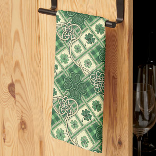 St Patricks Shamrocks n Sammanflätade keltiska kn Kökshandduk