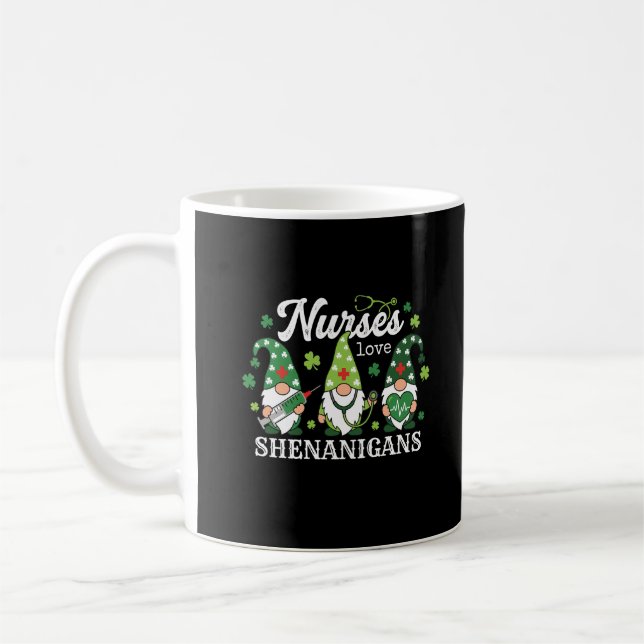 St Patricks Sjuksköterskor Älskar Busstreck Gnomer Kaffemugg (Vänster)