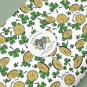 St Patricks Skräddarsydd Namn Grön Dödskalle Lyckl Runt Klistermärke