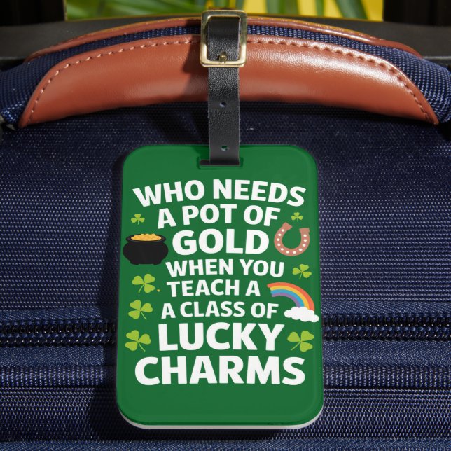 St Patricks Teacher Lucky Charm Klöver Irish Bagagebricka (Framsida Insitu 2)
