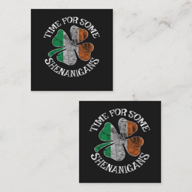 St. Patricks tid för lite busklöver Fyrkantigt Visitkort (Fram/baksida)