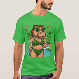St. Patricks Tropical Pool Party för flodhästälska T Shirt