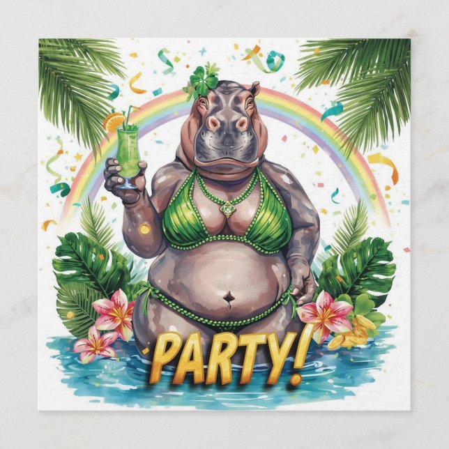 St. Patricks tropiska poolparty-inbjudan  Inbjudningar (Framsida)