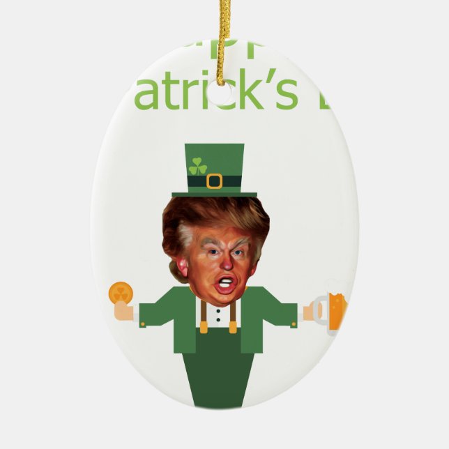 st patricks trump leprechaun julgransprydnad keramik (Framsidan)